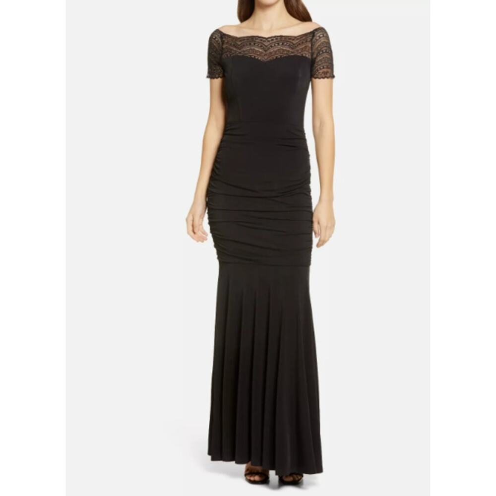 Lulus Dress Womens Size XS Any Given Moment Black Ruched Mermaid Maxi Gown NEW‎